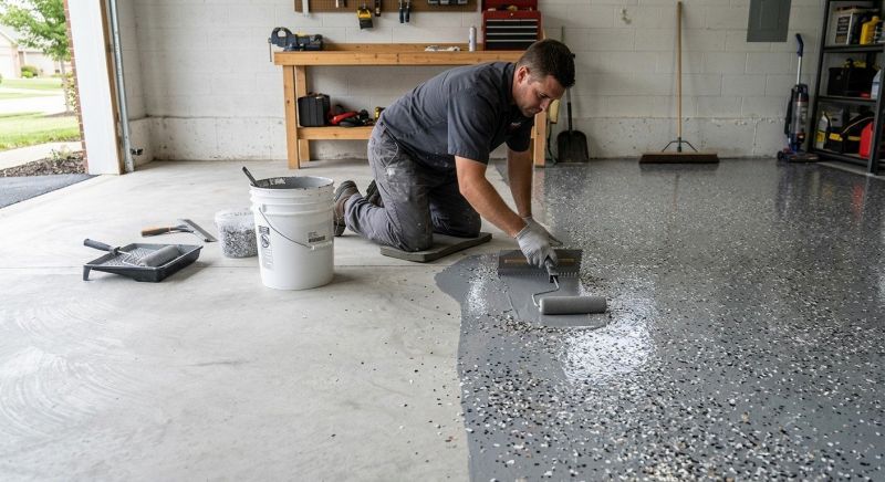 Speckled Garage Floor Painting in Greenville, SC